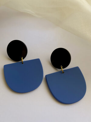 OHRRING RUND BLAU/SCHWARZ