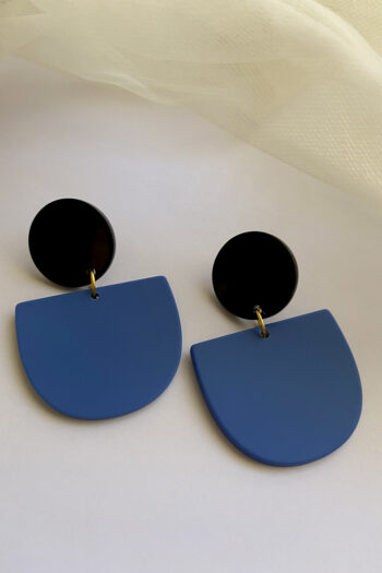 OHRRING RUND BLAU/SCHWARZ